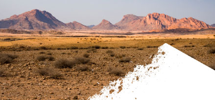 Moutain background with white triangle cut out