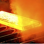 Hot steel on conveyor