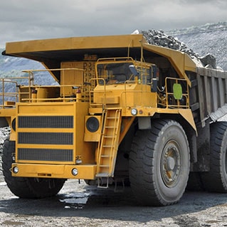 Yellow haul truck for mining industry
