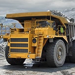 Yellow haul truck for mining industry