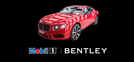 Red Bentley representing models service or factory filled with Mobil 1™ oil