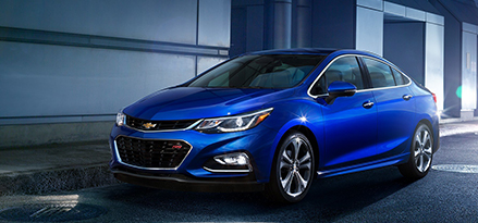 Blue car parked in garage