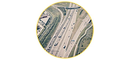 Federal highway act highway from aerial view