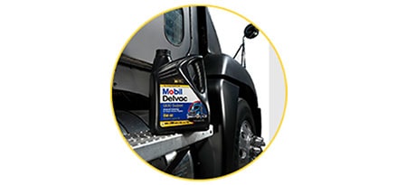 Mobil Delvac Jug on truck step