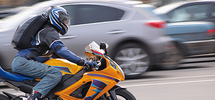Motorcycle operates safely as drivers share the road