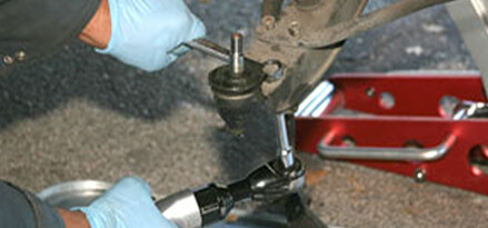 Remove ball joint to control arm fasteners
