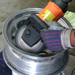 Buffing one section of the wheel at a time