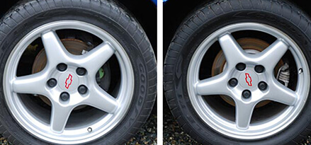 Tire wheels that are not identical on a car