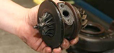 Turbocharger assembly being held in a hand