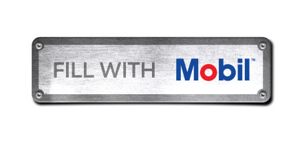 Grey “Fill with Mobil” plate