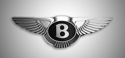 Bentley wings logo on a silver background