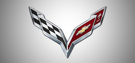 Corvette wings logo on a silver background