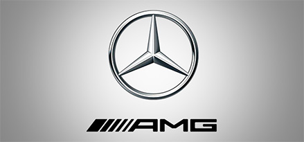 AMG stripe logo on a silver background