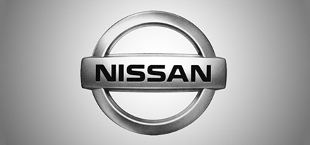 Nissan circle logo on a silver background