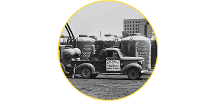 Black and white diesel engine truck
