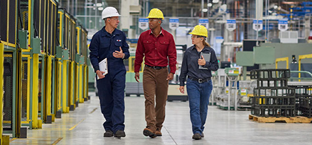 Mobil engineers walking