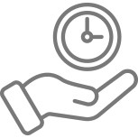 Drawing of a hand with a clock above it 