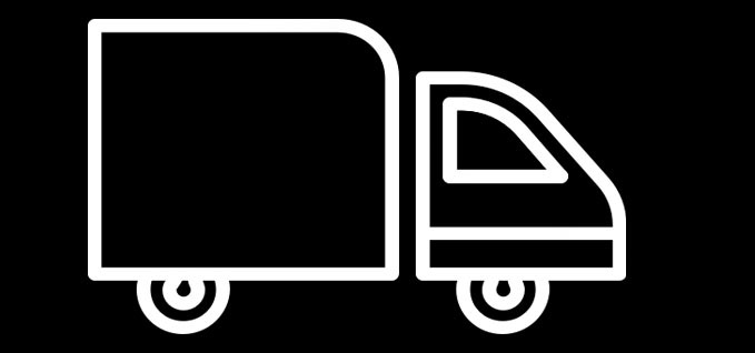 white outline of truck icon