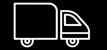 white outline of truck icon
