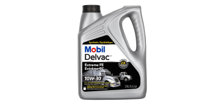 Mobil Delvac Extreme FE 10W-30 synthetic diesel engine oil, 1-gallon container.