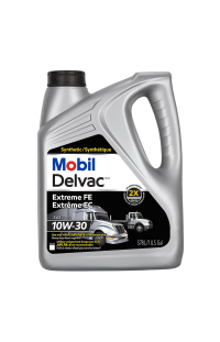 Mobil Delvac Extreme FE 10W-30 synthetic diesel engine oil, 1-gallon container.