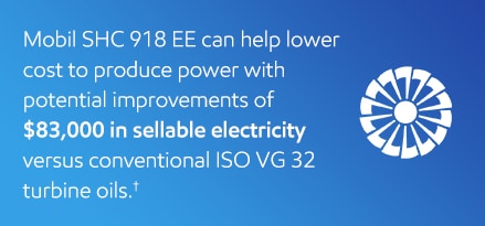 Mobil SHC 918 EE can help lower cost versus conventional ISO VG 32 turbine oils.