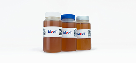Lubricant sample in a vial, representing the Mobil Lubes Analysis Program