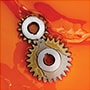 gears in orange oil