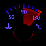 Temperature indicator showing high temperature