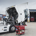 Truck with the hood popped