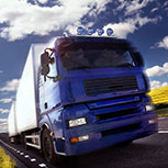 Blue Truck on Road
